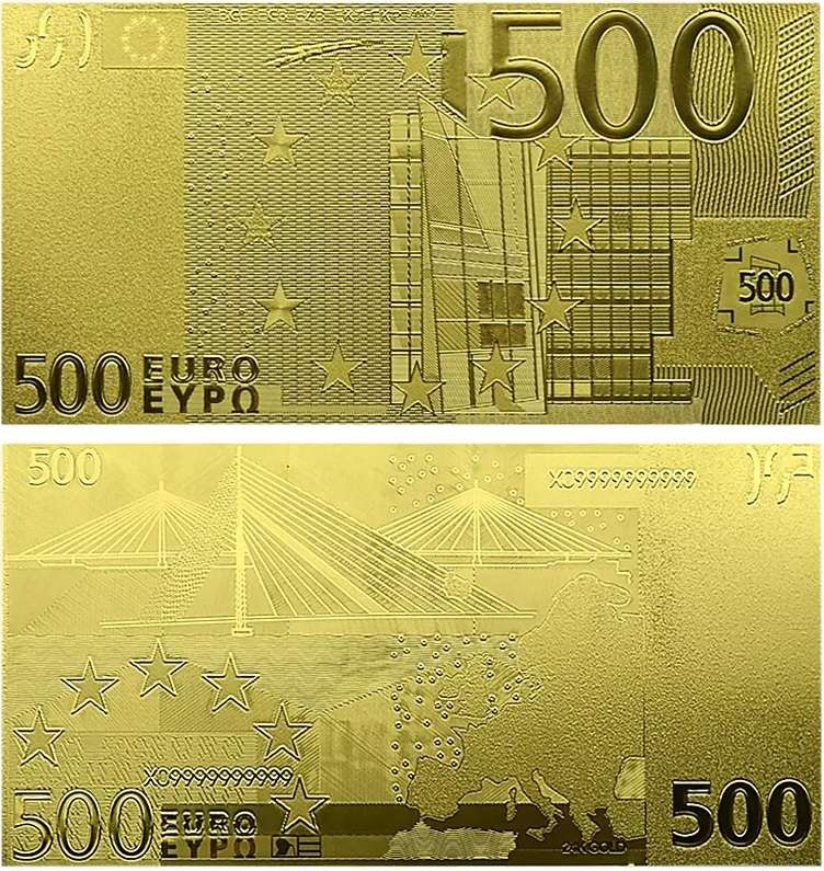EUROPE 15 PIECE GOLD FOIL NOVELTY BANKNOTES - WITH CERTIFICATE