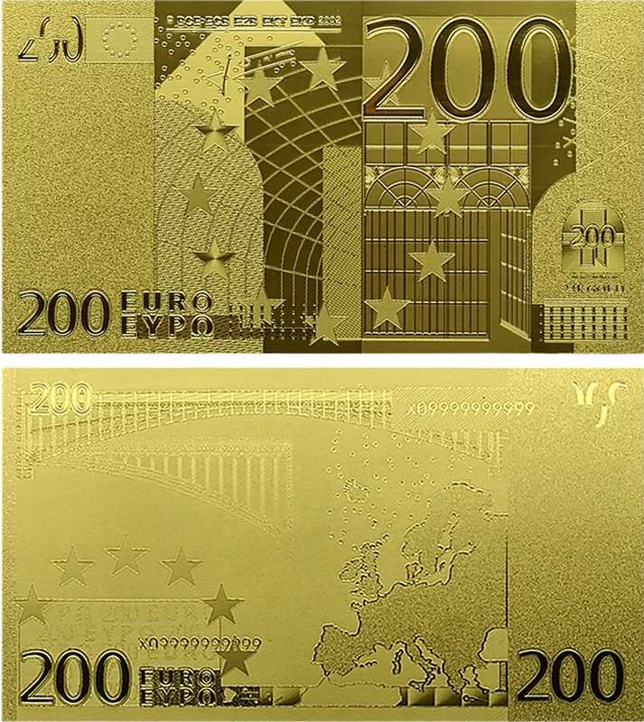 EUROPE 15 PIECE GOLD FOIL NOVELTY BANKNOTES - WITH CERTIFICATE