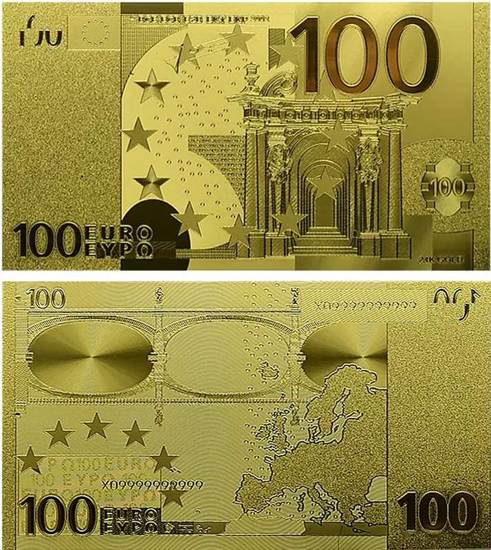EUROPE 15 PIECE GOLD FOIL NOVELTY BANKNOTES - WITH CERTIFICATE