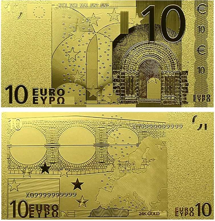 EUROPE 15 PIECE GOLD FOIL NOVELTY BANKNOTES - WITH CERTIFICATE
