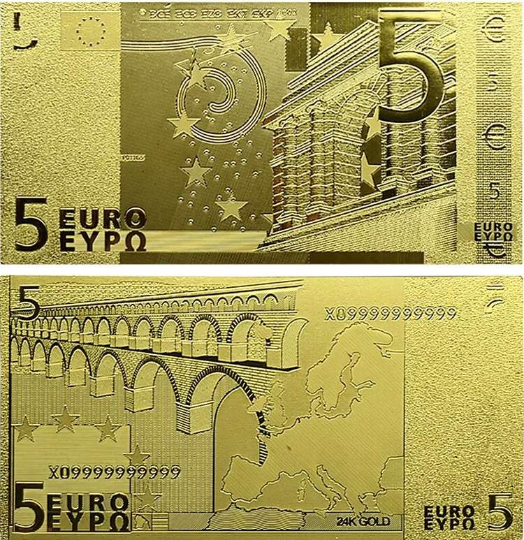 EUROPE 15 PIECE GOLD FOIL NOVELTY BANKNOTES - WITH CERTIFICATE