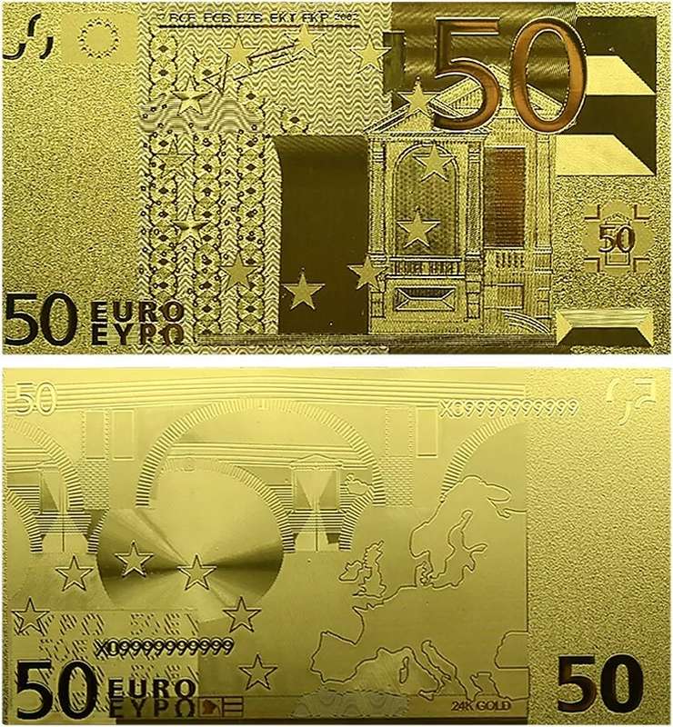 EUROPE 15 PIECE GOLD FOIL NOVELTY BANKNOTES - WITH CERTIFICATE