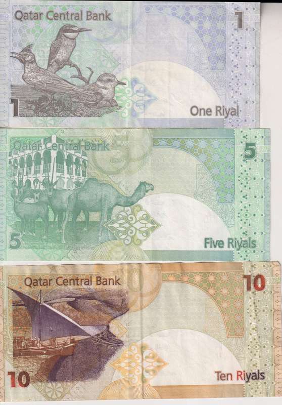 QATAR 1, 5, 10 RIYAL 2003  P20, P21, P22 VF