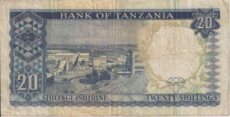 TANZANIA 20 Shillings 1966-78 P3  VF