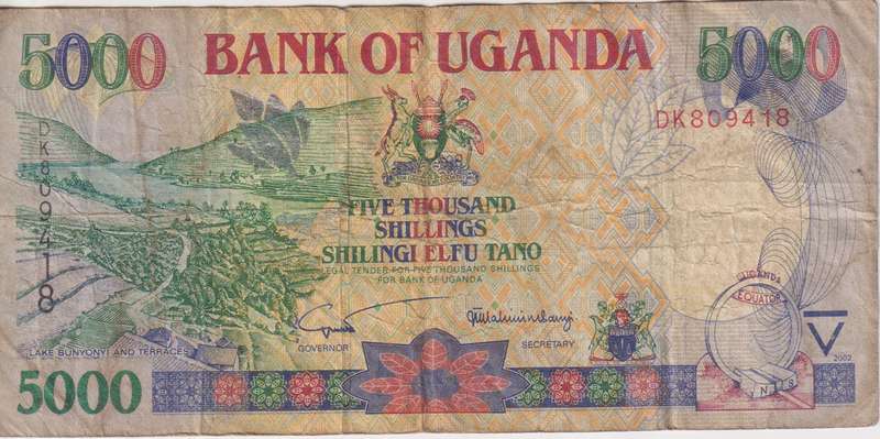 Uganda 5000 Shillings 2002 P40 VF