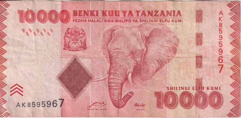 TANZANIA 10,000 SHILLINGS 2010-15 P44 VF