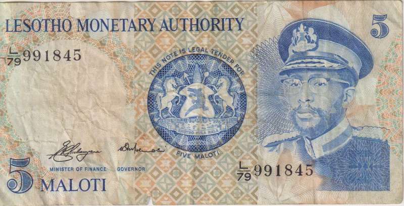 Lesotho 5 Maloti 1979 P2 VF