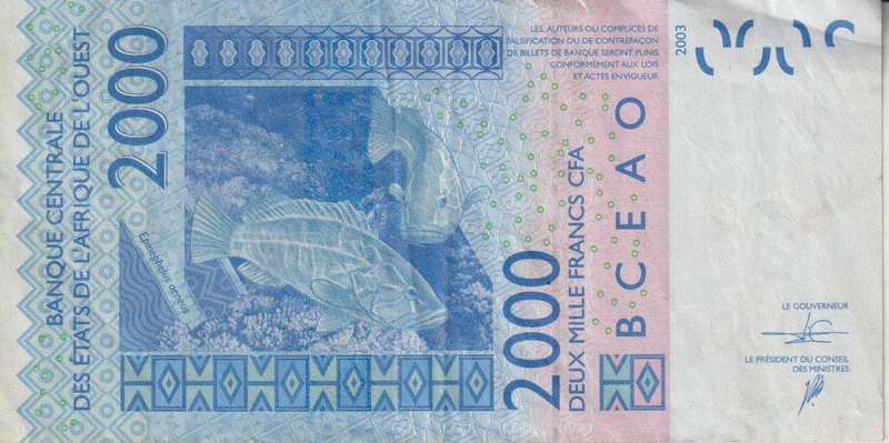 WEST AFRICAN STATES - MALI 2000 FRANCS 2003 P16 VF