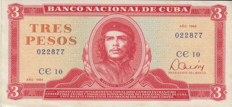 CUBA 3 PESOS 1984 P107 UNC