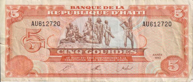 HAITI 5 GOURDES 1992 - P261  VG