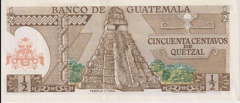 GUATEMALA 0.50 QUETZAL  1974 P58 A-UNC