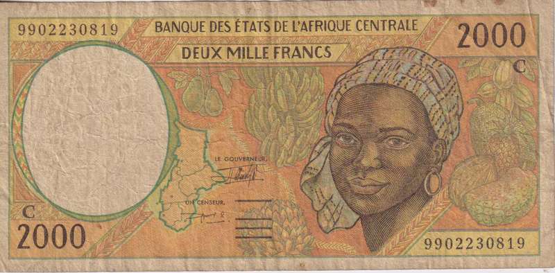 CENTRAL AFRICAN STATES -CONGO - 2000 FRANCS  1993-2002 P03 VF
