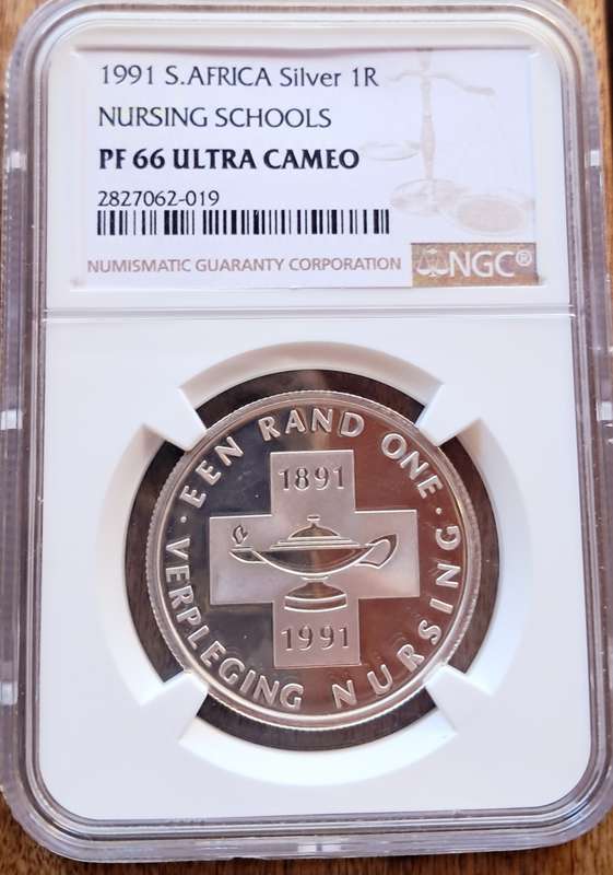 REPUBLIC OF SOUTH AFRICA - Silver R1 Nursing Schools 1991 PF 66 NGC
