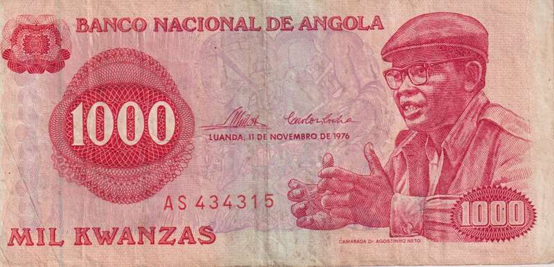 ANGOLA 1000 KWANZAS 1976 P113  VF
