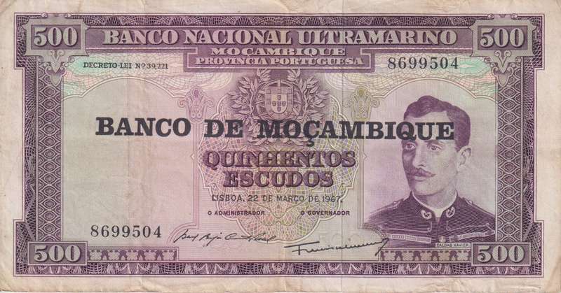 Mozambique 500 Escudos 1967 (1970) P-118 VF