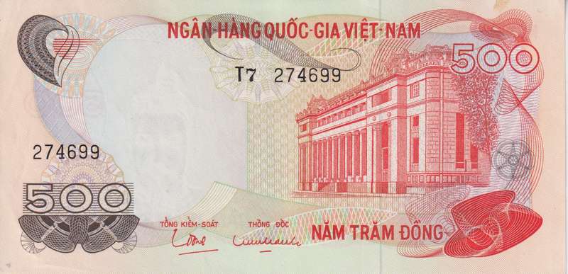SOUTH VIETNAM 500 DONG 1970 P28 UNC