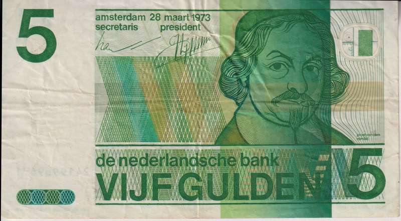 NETHERLANDS  GULDEN  1973 P95 VF