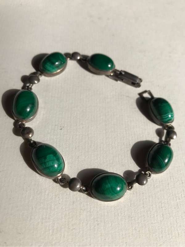 Vintage Malachite Sterling Silver bracelet