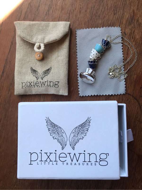 Afternoon Tea Necklace by Pixie Wing. Brass plated with 925 sterling silver.