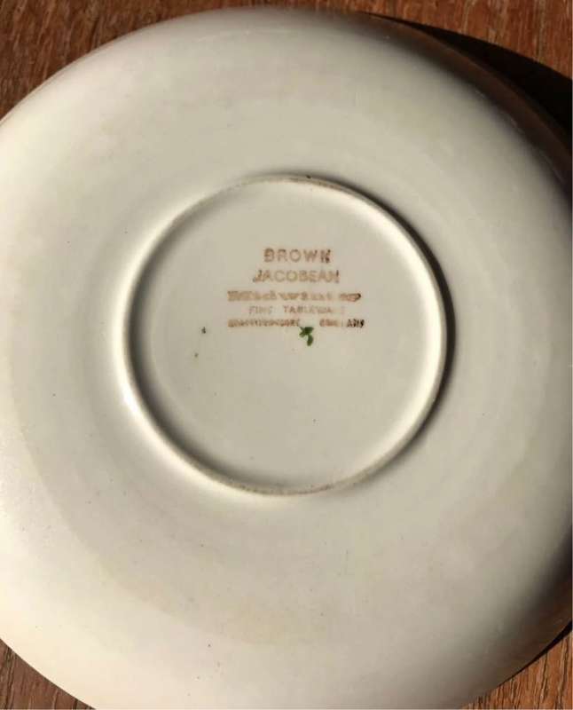 Two Brown Jacobean saucers