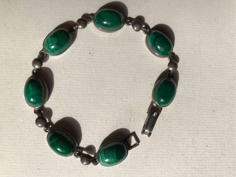 Vintage Malachite Sterling Silver bracelet