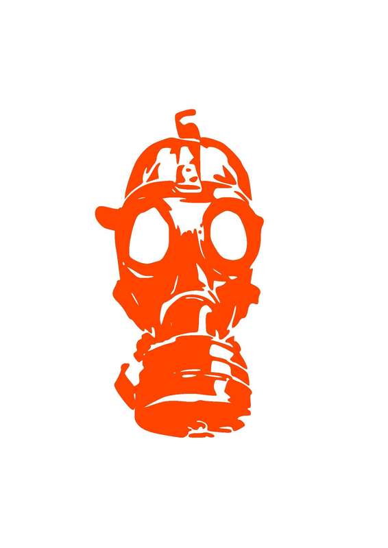 Gas Mask Sticker - orange