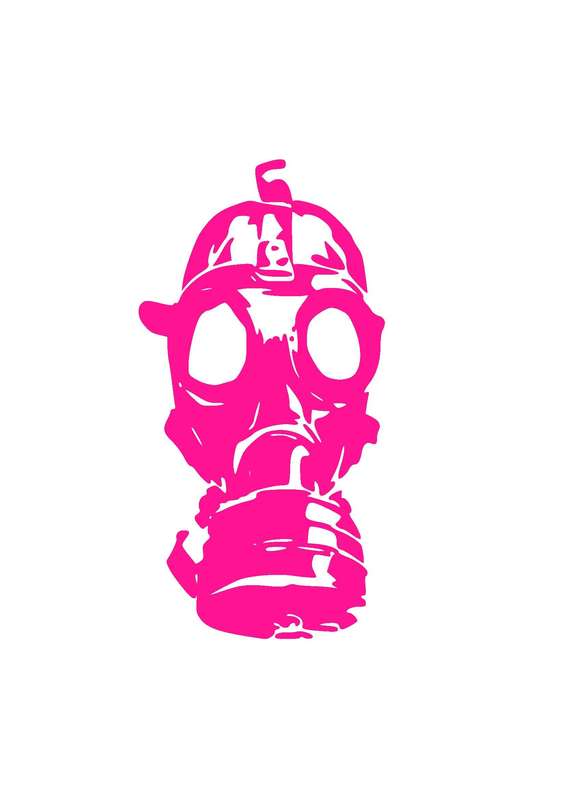 Gas Mask Sticker - pink