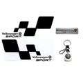 Metal R-Line decal and metal keychain with VW Motorsport stickers - Black Sport