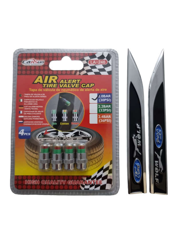 Air Alert Valve Caps, Metal Decals, Ford Perform Stickers And Wolf Sticker
