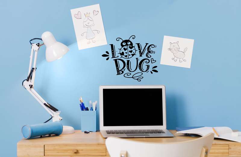 Vinyl Home Decor Wall Art - Love Bug - Black