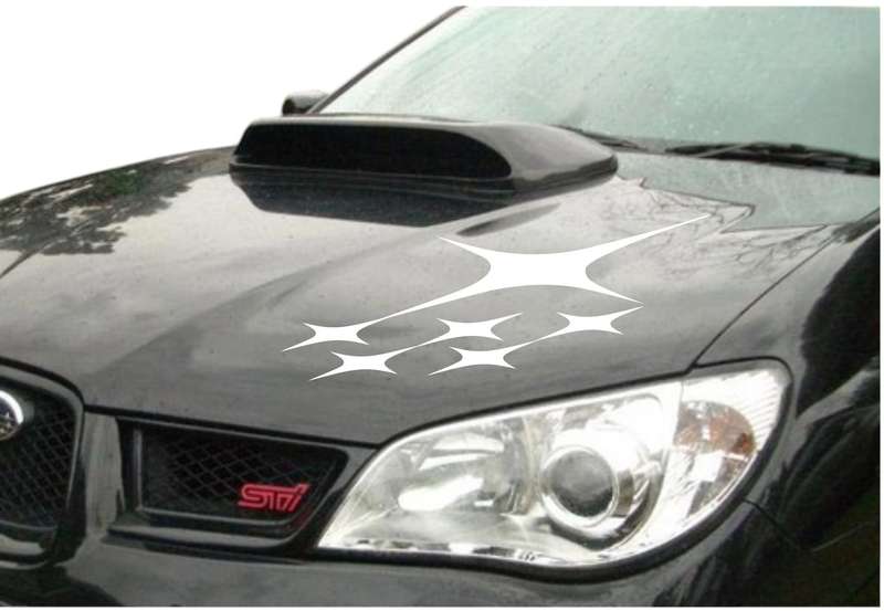 Star Car Vinyl Decal Sticker Bonnet - White