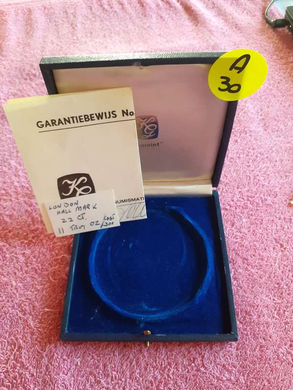 Empty Blue Coin Holder Box. London Hall Mark