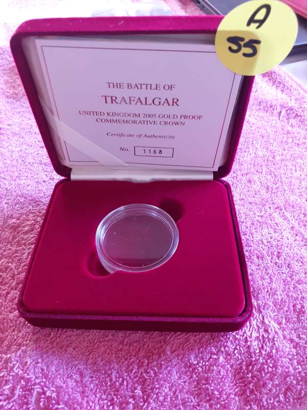 Empty Red Velvet Coin Holder Box. The Battle of Trafelgar - United Kingdom 2005