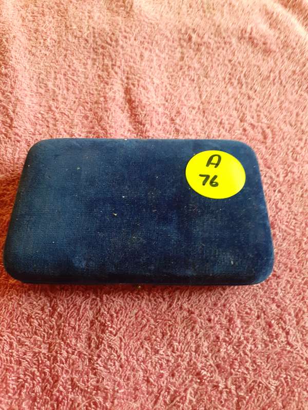 Empty Blue Velvet Coin Holder Box
