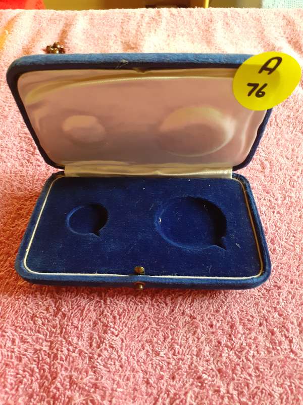 Empty Blue Velvet Coin Holder Box