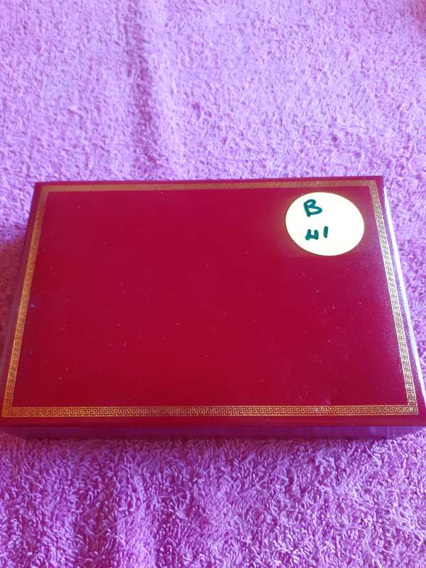 Empty Red Wooden Coin Holder Box. 1 Coin Holder