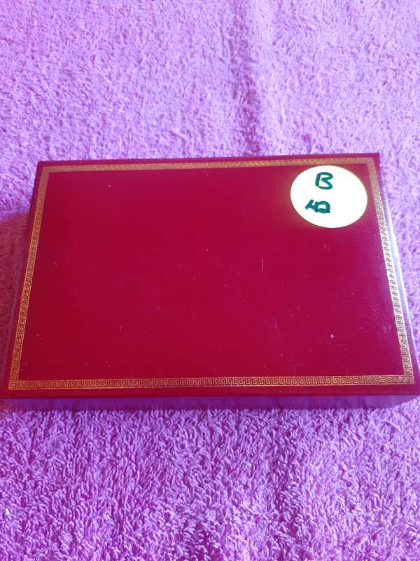 Empty Red Wooden Coin Holder Box. 1 Coin Holder