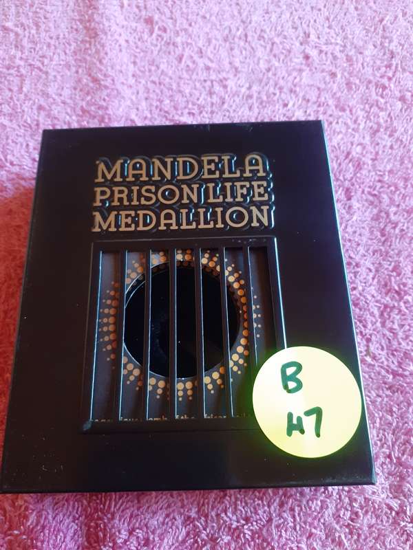 Empty Black Steel Coin Holder Box. Mandela Prison life Medallion