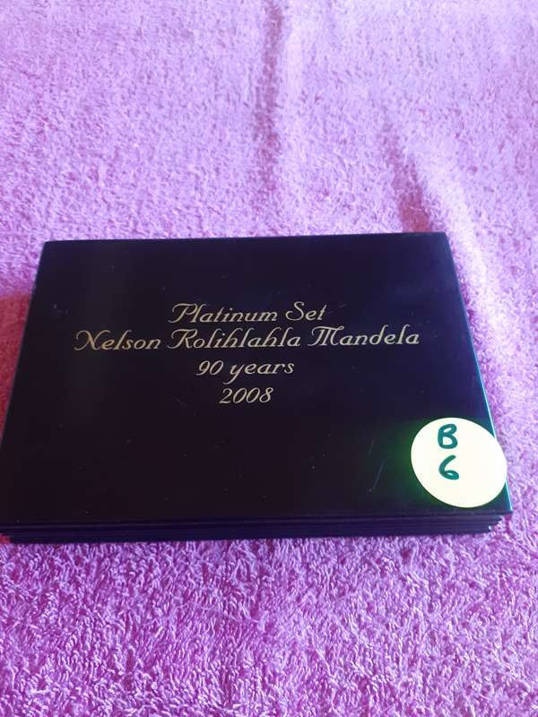 Empty Wooden Coin Holder Box, Platinum Set - Nelson Rolihlahla Mandela 90 Years 2008