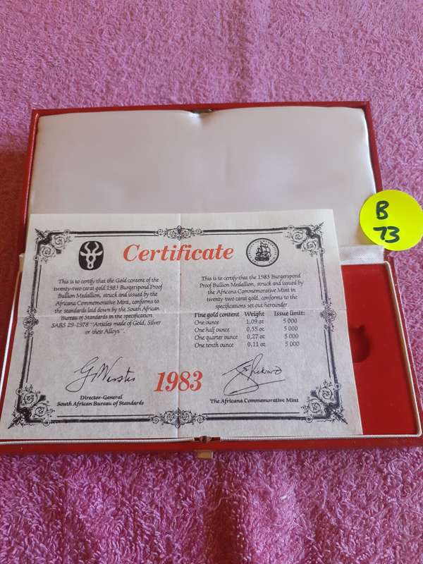 Empty Red Wooden Coin Holder Box. Burgerspond 1983 with certificate inside