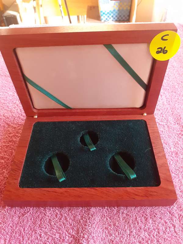 Empty Wooden Coin Holder Box.  Rhino Gold Set - Limited Edition