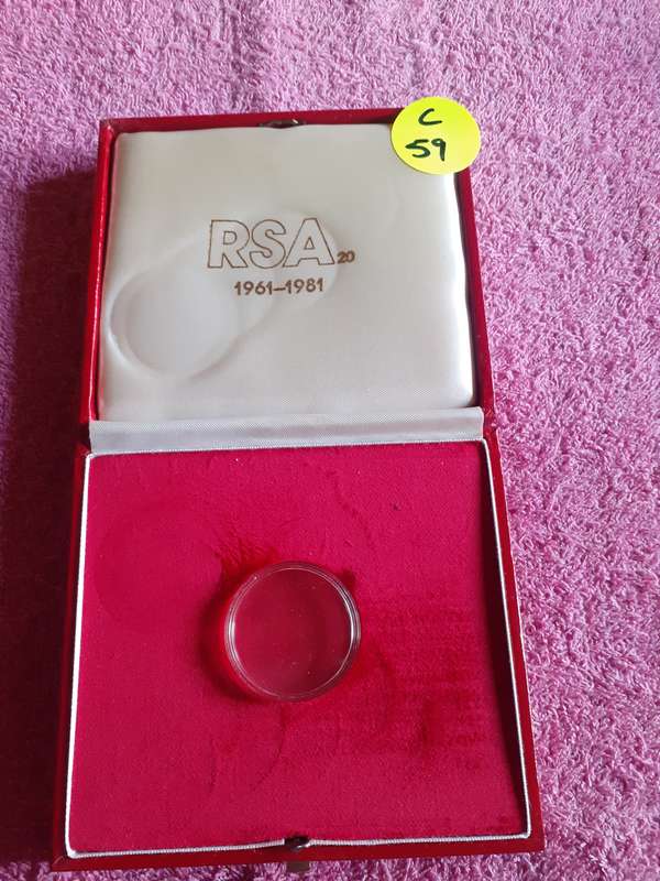 Empty Red Coin Holder Box. RSA 1961 - 1981