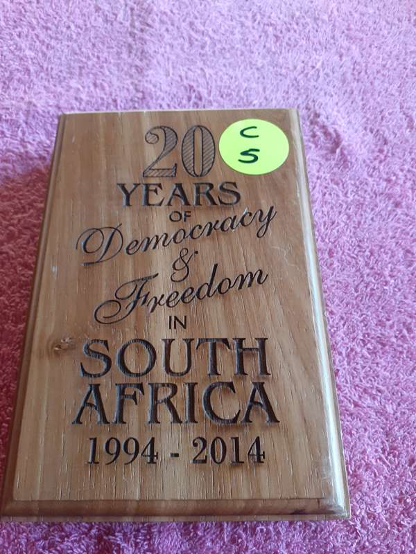 Empty Coin Holder Box . 20 Years of Democracy and Freedom in South Africa 1994 - 2014