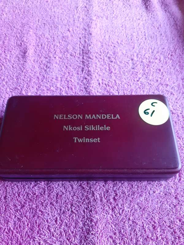 Empty Wooden Coin Holder Box. Nelson Mandela Nkosi Sikilele Twin Set