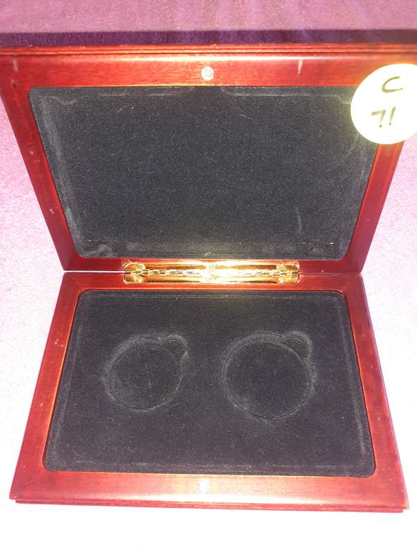 Empty Wooden Coin Holder Box. Twin Set Nelson Rolihlahla Mandela 90 Years 2008