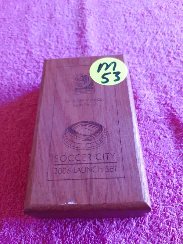 Empty Wooden Coin Holder Box. Soccer City 2006 Launch Set - Fifa World Cup