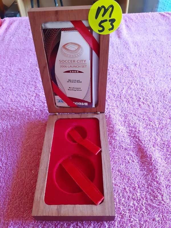 Empty Wooden Coin Holder Box. Soccer City 2006 Launch Set - Fifa World Cup
