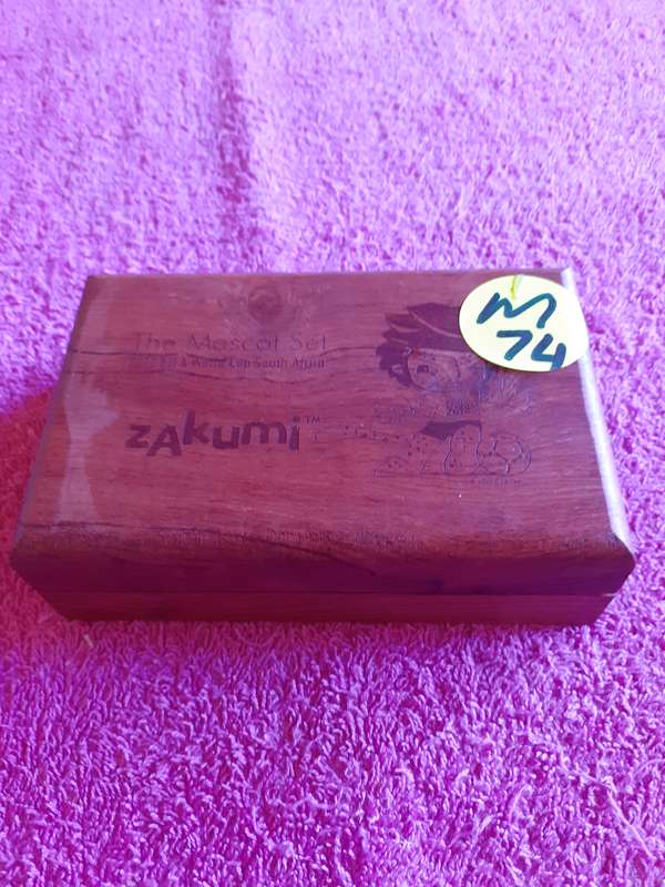 Empty Wooden Coin Holder Box. The Mascot Set - Zakumi