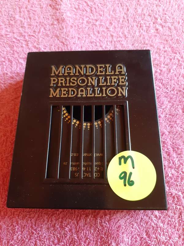Empty Black Steel Coin Holder Box. Mandela Prison life Medallion
