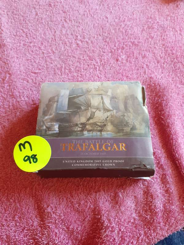 Empty Red Velvet Coin Holder Box. The Battle of Trafelgar - United Kingdom 2005